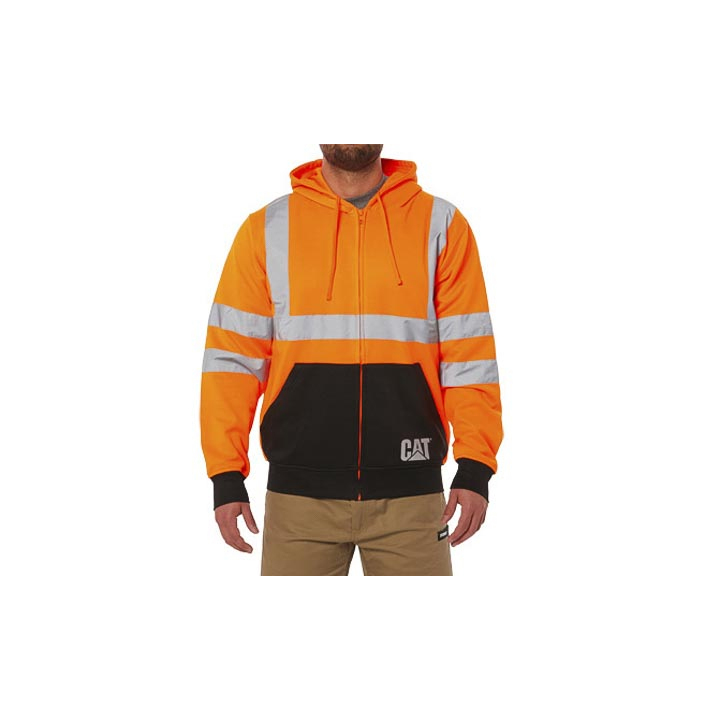 Caterpillar Hi Vis Full Zip Philippines - Mens Hoodies - Orange 70463AFJZ